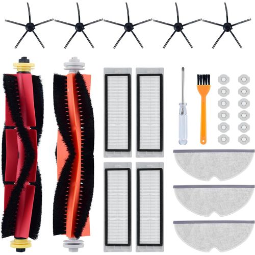 Kit d'accessoires pour robot Xiaomi Roborock S5 Max S6 Max S6 Pure S6 MaxV S4 S5 S6 S50 S55 S60 S65 E4 E20 E25 E35, 2 brosses principales, 4 filtres, 3 chiffons de nettoyage, 5 brosses.[G574]