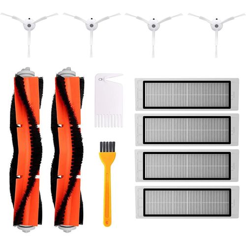 Kit D'Accessoires Pour Xiaomi Mi Robot Aspirateur, 4 Brosses Latrales + 4 Filtres Hepa + 2 Brosse Centrale + 2 Accessoires De Nettoyage, Parties De Rechange Pour Xiaomi Mijia Robo[SSE7113846]