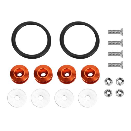 Kit D'anneaux En Caoutchouc Colores A Fixation Rapide Pour Pare-Chocs De Voiture, Coffre, Garde-Boue (Orange)