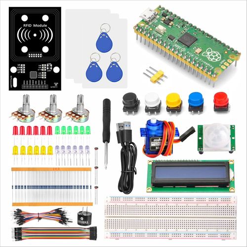 Kit d'apprentissage de Programmation matrielle Python pour Raspberry Pi Pico |Tutoriels de Programmation Graphique et MicroPython|Inclut Raspberry Pi Pico avec connecteur pr-soud