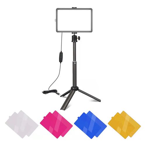 Kit d'eclairage video LED 8 pouces, panneau lumineux LED a intensite variable avec trepied reglable pour enregistrement video
