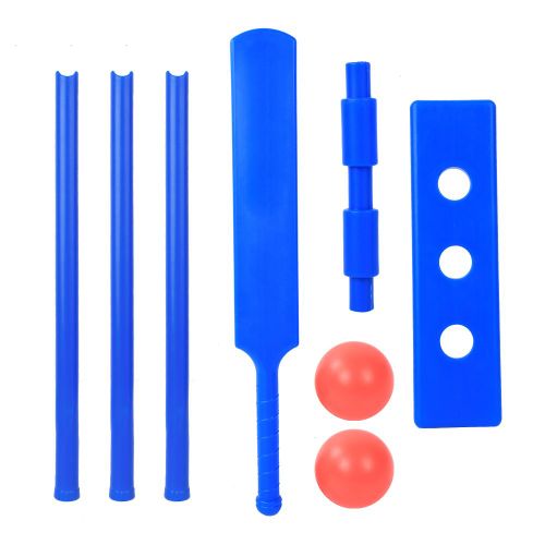 Kit D'entrainement De Cricket Pour Enfants, Equipement Sportif, En Plastique Bleu, Pour La Plage Et L'exterieur, 21 Pouces