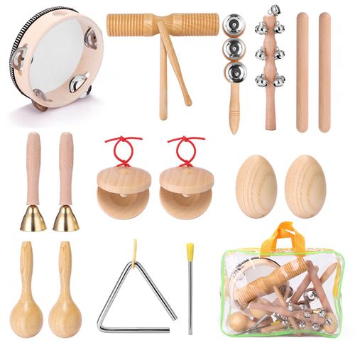 Kit D'instruments De Percussion En Bois Pour Enfants,13 Pices,Musique Portable,clairage,Ensemble D'instruments Musicaux,Avec Xylophone Et Sonnette - Type 13pcs