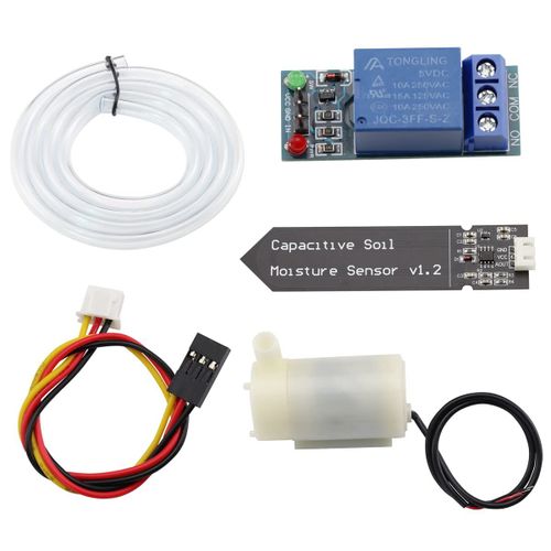 Kit D'irrigation Automatique Diy - Module Relais 1 Canal 5 V + Capteur D'humidit Du Sol Capacitif + Mini Pompe  Eau Horizontale + Tuyau En Pvc De 1 M Pour Arduino