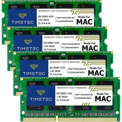 KIT de 32 GB (4 x 8 GB) DDR3L 1600 MHz (DDR3L-1600) PC3L-12800 / PC3-12800 Sin ECC Sin bfer 1,35 V/1,5 V CL11 2Rx8 Dual Rank 204 Pin SODIMM porttil PC Memoria RAM mdulo de actualizacin