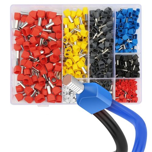 Kit De 750 Embouts  Double , Borne Connecteur Sertir, Doubles, Tminateur Virole Bootlace