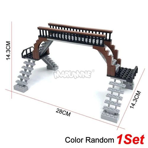 Kit De Construction De Chemin De Fer Moc,Blocs Compatibles Avec Les Rails De Train Droits,Circulation,Vue De Rue,Briques Pour Enfants De Plus De 6 Ans - Type Overpass 2
