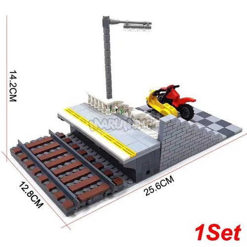 Kit De Construction De Chemin De Fer Moc,Blocs Compatibles Avec Les Rails De Train Droits,Circulation,Vue De Rue,Briques Pour Enfants De Plus De 6 Ans - Type Station A