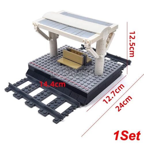 Kit De Construction De Chemin De Fer Moc,Blocs Compatibles Avec Les Rails De Train Droits,Circulation,Vue De Rue,Briques Pour Enfants De Plus De 6 Ans - Type Station B