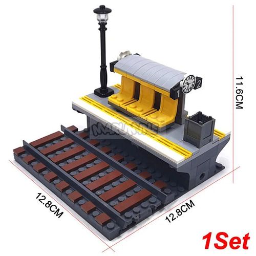 Kit De Construction De Chemin De Fer Moc,Blocs Compatibles Avec Les Rails De Train Droits,Circulation,Vue De Rue,Briques Pour Enfants De Plus De 6 Ans - Type Station C