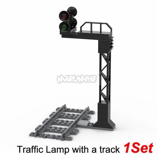 Kit De Construction De Chemin De Fer Moc,Blocs Compatibles Avec Les Rails De Train Droits,Circulation,Vue De Rue,Briques Pour Enfants De Plus De 6 Ans - Type Traffic With Track
