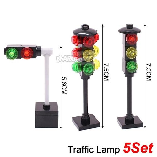 Kit De Construction De Chemin De Fer Moc,Blocs Compatibles Avec Les Rails De Train Droits,Circulation,Vue De Rue,Briques Pour Enfants De Plus De 6 Ans - Type Traffice Lamps