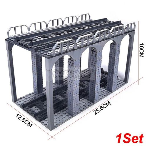 Kit De Construction De Chemin De Fer Moc,Blocs Compatibles Avec Les Rails De Train Droits,Circulation,Vue De Rue,Briques Pour Enfants De Plus De 6 Ans - Type Train Bridge