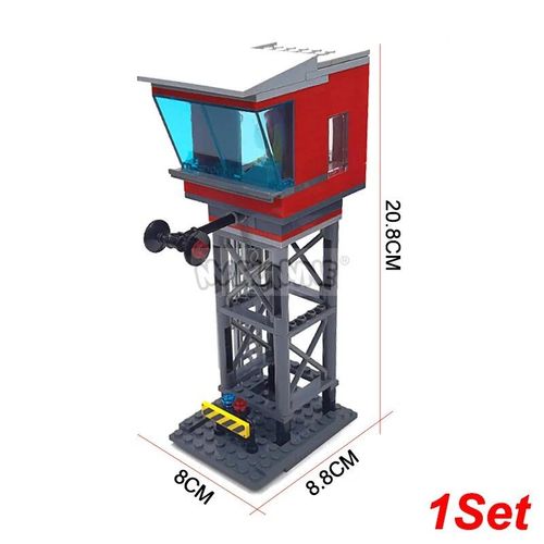 Kit De Construction De Chemin De Fer Moc,Blocs Compatibles Avec Les Rails De Train Droits,Circulation,Vue De Rue,Briques Pour Enfants De Plus De 6 Ans - Type Train Control Center