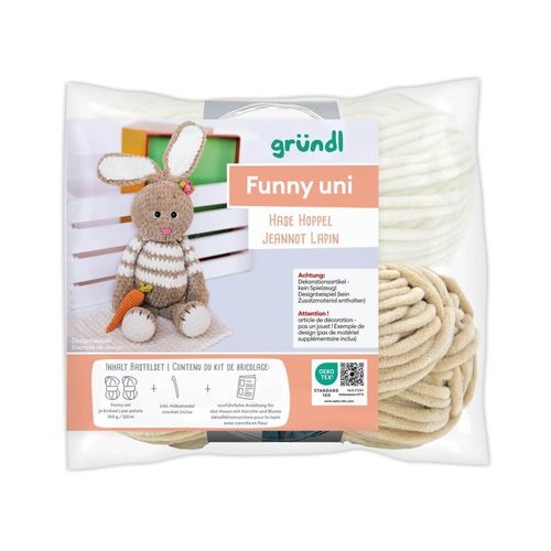 Kit De Crochet Grndl Jeannot Le Lapin  Crez Votre Lapin Amigurumi Ultra-Moelleux En Fil Funny Certifi Oeko-Tex Taille : Environ 20 Cm De Hauteur. Color : Multicolore