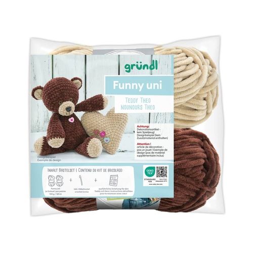 Kit De Crochet Grndl Teddy Le Nounours  Crez Votre Ours En Coton 100 % Doux En Fil Funny Certifi Oeko-Tex Taille : 18  20 Cm De Hauteur. Color : Multicolore