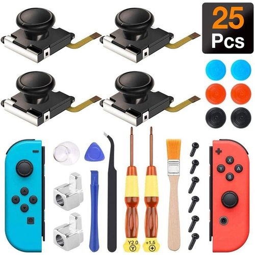 Kit De De Manette Joy-Con Pour Nintendo Switch Ns Stores,Contrleur Droit,Pices De Rechange,Accessoire De Pouce Analogique 3d,25 En 1 - Type 25pc