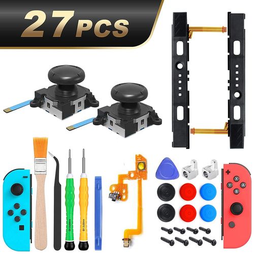 Kit De De Manette Joy-Con Pour Nintendo Switch Ns Stores,Contrleur Droit,Pices De Rechange,Accessoire De Pouce Analogique 3d,25 En 1 - Type C
