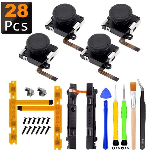 Kit De De Manette Joy-Con Pour Nintendo Switch Ns Stores,Contrleur Droit,Pices De Rechange,Accessoire De Pouce Analogique 3d,25 En 1 - Type D