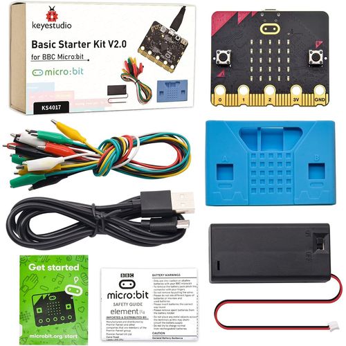 Kit de dmarrage de Base pour BBC Microbit V2,Programmation Graphique,Boussole Bluetooth intgre,dtection de Mouvement,Codage d'affichage LED pour Adolescents