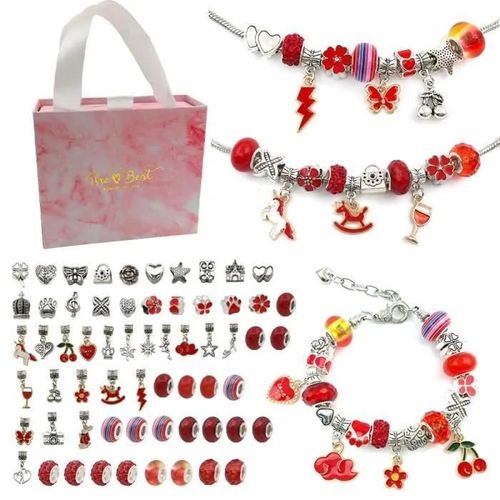 Kit De Fabrication De Bracelet, Bijoux Enfants Fille, Creation Bijoux, Cadeau Ado Fille 5-12 Ans Pour Anniversaire Nol - Rouge