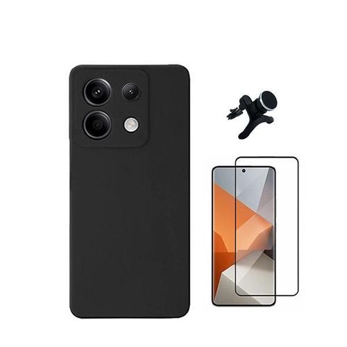 Kit De Film En Verre Tremp  Couverture Complte 5d + Couvercle En Silicone Liquide + Support De Voiture Magntique Robuste Phonecare Compatible Avec Xiaomi Redmi Note 13 Pro 4g - Noir