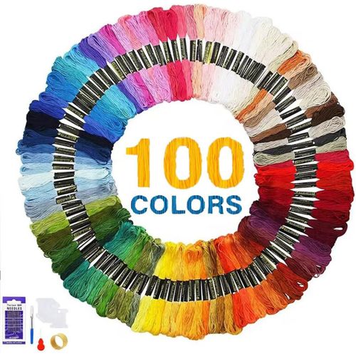 Kit De Fils  Broder, 122 Fils Pour Point De Croix Avec 100 Fils  Broder De Couleur Arc-En-Ciel, Bracelets D'amiti, Fil  Coudre Avec Aiguilles  Broder, Bobines De Fil, Enfile-Aiguille