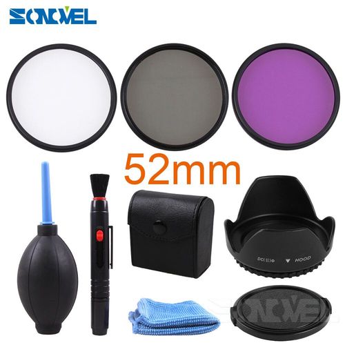 Kit De Filtre Polarisant Circulaire Uv Fld Cpl,49/52/55/62/67/72/77/82/58mm,+ Capot D'objectif + Capuchon D'objectif + Kit De Nettoyage Pour Canon Sony Nikon - Type 52mm