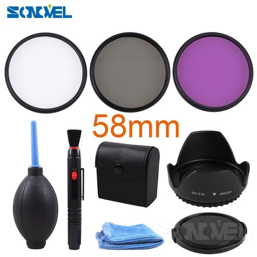 Kit De Filtre Polarisant Circulaire Uv Fld Cpl,49/52/55/62/67/72/77/82/58mm,+ Capot D'objectif + Capuchon D'objectif + Kit De Nettoyage Pour Canon Sony Nikon - Type 58mm