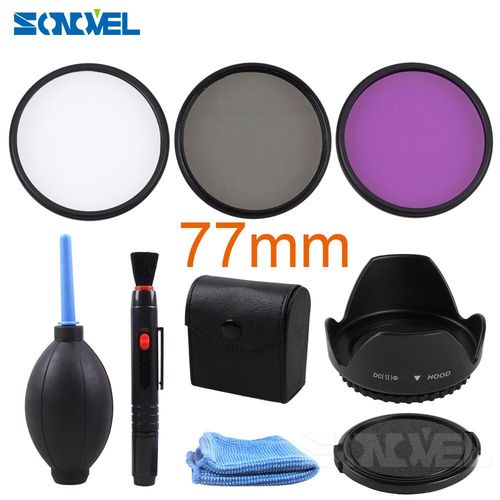 Kit De Filtre Polarisant Circulaire Uv Fld Cpl,49/52/55/62/67/72/77/82/58mm,+ Capot D'objectif + Capuchon D'objectif + Kit De Nettoyage Pour Canon Sony Nikon - Type 77mm