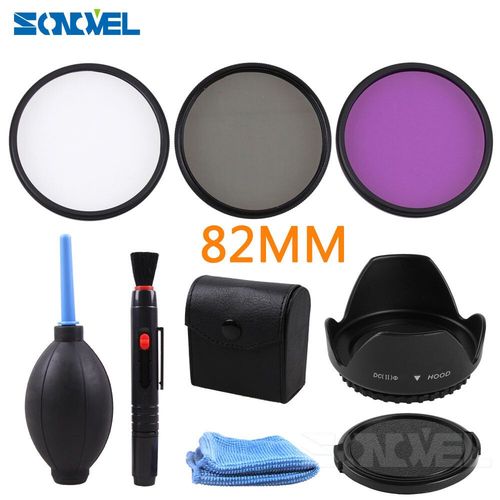 Kit De Filtre Polarisant Circulaire Uv Fld Cpl,49/52/55/62/67/72/77/82/58mm,+ Capot D'objectif + Capuchon D'objectif + Kit De Nettoyage Pour Canon Sony Nikon - Type 82mm