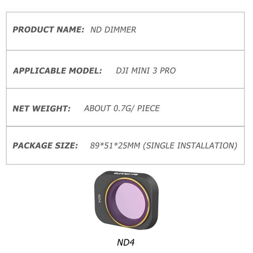 Kit De Filtres D'objectif De Camra tanche Pour Dji Mini 3 Pro, Tlcommande Pour Accessoires De Drone Quadrirotor