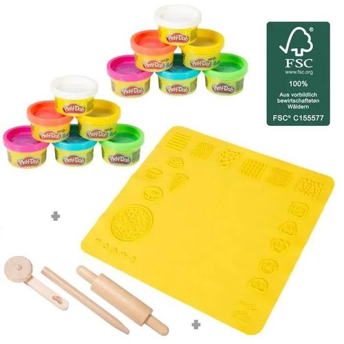 Kit De Loisirs Cratifs Roba X Play-Doh Avec 12 Pots De Pte  Modeler + Tapis De Jeu 3d Et Accessoires - Pour Enfants Ds 3 Ans