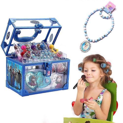 Kit de maquillage princesse lavable 30 pices pour enfants, maquillage vritable, non toxique, jouets Frozen, ensemble de maquillage pour filles de 3  12 ans, cadeau d'anniversaire-vert