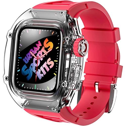 Kit De Modification Pour Bracelet De Montre Apple Watch 45 Mm 44 Mm, Bracelet De Montre Fluororubber Pour Iwatch Series 8 7 6 5 4 Se 44 Mm Botier Transparent