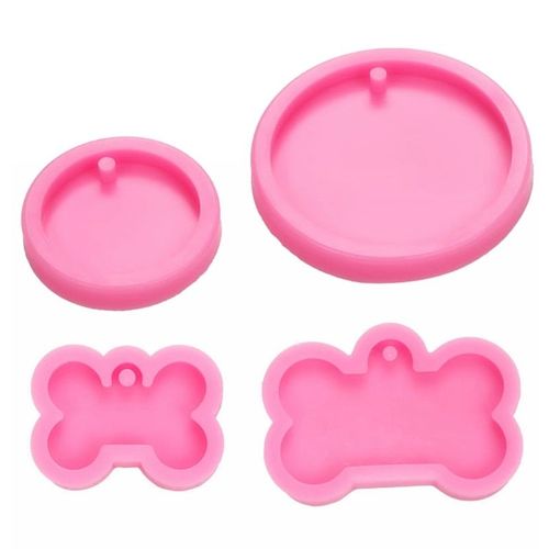 Kit De Moules En Rsine  Pendentif En Forme De Papillon, 4 Pices, Os Rond En Silicone, tiquette De Chien, Porte Cls, Moule De Moulage En Rsine, Outils D'artisanat
