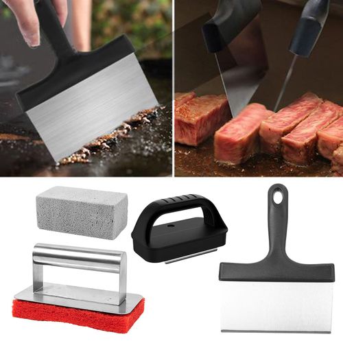 Kit de nettoyage de plaque de cuisson 11 pices, ensemble d'outils de nettoyage de gril professionnel avec 2 poignes, 1 grattoir, 3 pierres et 5 brosses, accessoires de nettoyage en profondeur rsistants  la chaleur pour Blackstone