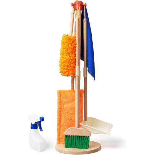 Kit de Nettoyage pour Enfants | Bois de Certification FSC | Kit de Balai Enfant | kit Menage Enfant avec Le balais, la Pelle et des serpillre rigolotes | Jouets d'imitation pour Enfants ds 2 Ans