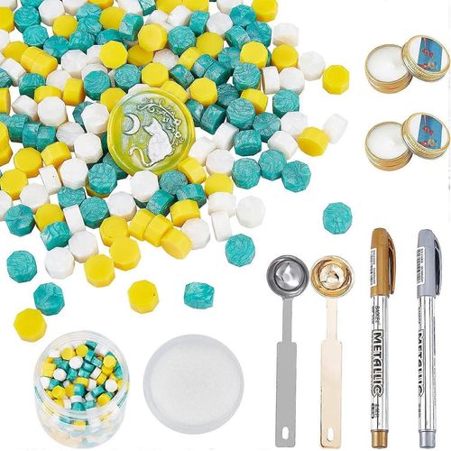 Kit De Perles De Cire  Cacheter 500 Pices Perles De Sceau De Cire Trois Couleurs Emballes Dans Une Bote Avec Des Marqueurs De Bougies Et Des Cuillres  Fondre La Cire Pour L'enveloppe De Cachet De Cachet De Cire