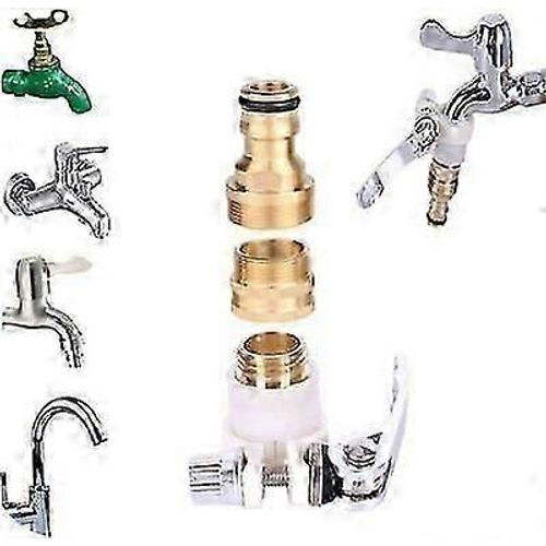 Kit De Raccordement Universel 3 En 1 Pour Tuyau D'arrosage En Laiton, Raccord Rapide En Laiton