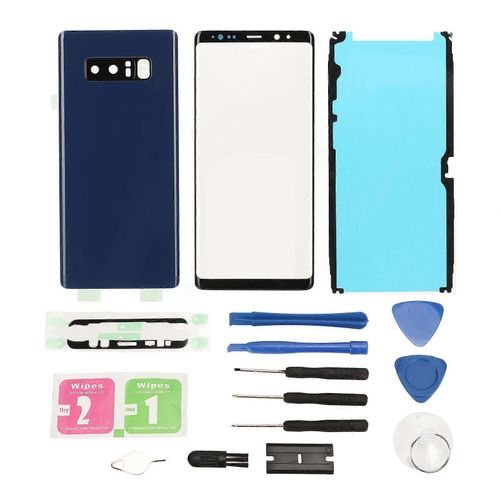 Kit De Remplacement De Couvercle En Verre Arrire Pour Samsung Galaxy Note 8 Kit De Rparation De Couvercle En Verre De Lcran Extrieur Avant Bleu