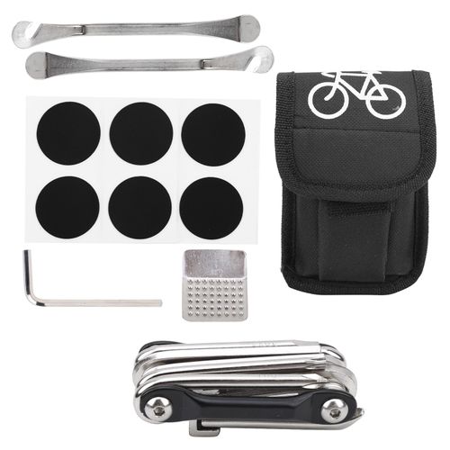 Kit De Reparation De Pneus De Velo, Sac Portable, Demonte-Pneus, Sac A Outils Multifonction 11 En 1