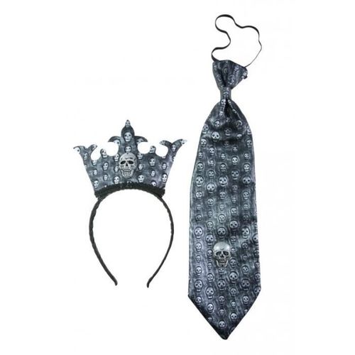 Accessoire De Mode - Ptit Clown - Kit De Roi Mort-Vivant : Serre-Tte Et Cravate - Homme - Gris