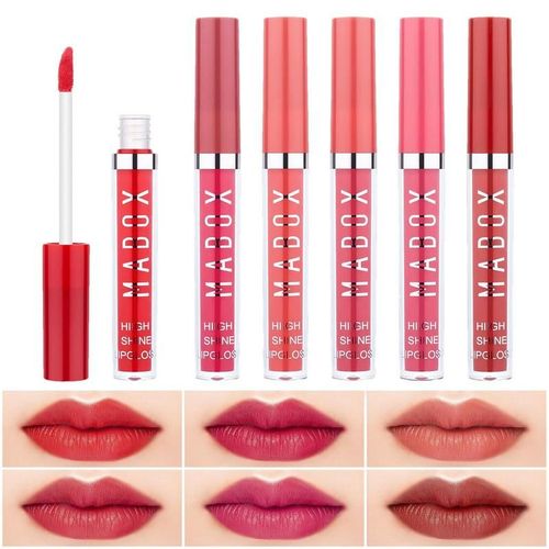 Kit De Rouges  Lvres Mat Pour Femmes, Ensemble De 6 Couleurs De Gloss, Tenue Longue Dure Et Impermable, Effet Repulpant Et Antiadhsif