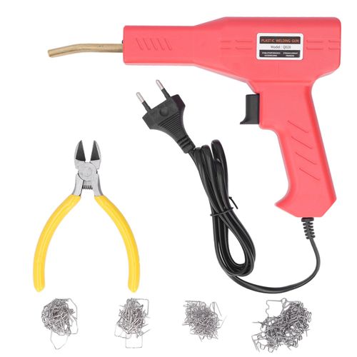 Kit De Soudage Pour Reparation De Pare-Chocs De Voiture 50 W, Machine A Souder Plastique Avec Pince Et Agrafes Rouges Pour Voitures Et Motos, Prise Ronde Ue 2 Broches 220 V