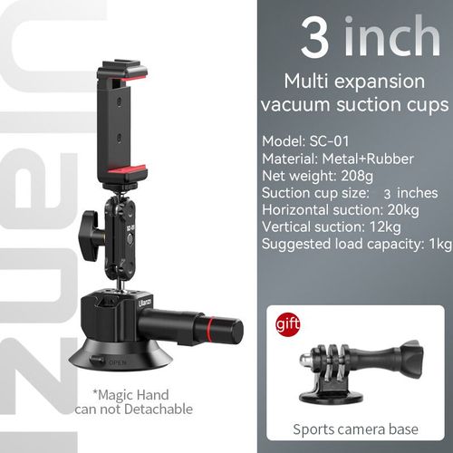 Kit de support de ventouse de voiture,pour tlphone,camra d'action,GoPro Hero Insta360 DJI,bras magique,Rotation Flexible,verre suce - Type 3 Inches