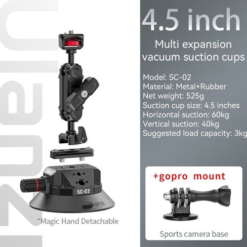 Kit de support de ventouse de voiture,pour tlphone,camra d'action,GoPro Hero Insta360 DJI,bras magique,Rotation Flexible,verre suce - Type 4.5 inches Kit
