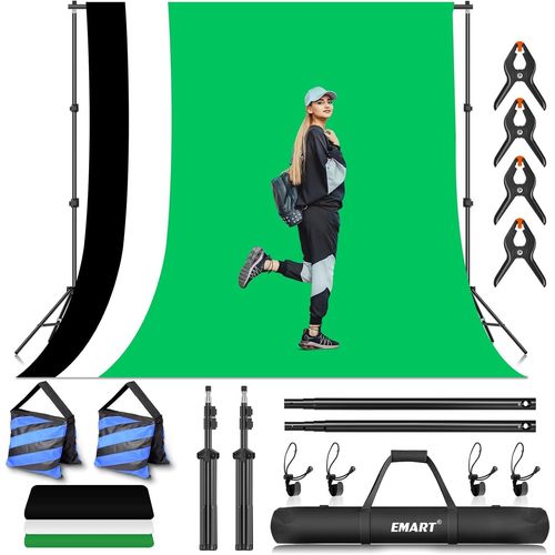 Kit De Systme De Support De Toile De Fond Photo 2M3M Avec 1,8M2,8M Tissu(Noir, Blanc Et Vert) Pour Produit, Portrait, Youtube, Vido, Photographie[VIT695438]