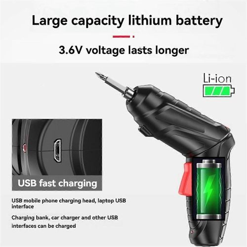 Kit De Tournevis Sans Fil 3,6 V Perceuse  Main lectrique Au Lithium Rechargeable Ensemble D'outils lectriques Multifonctions Rotatifs 1