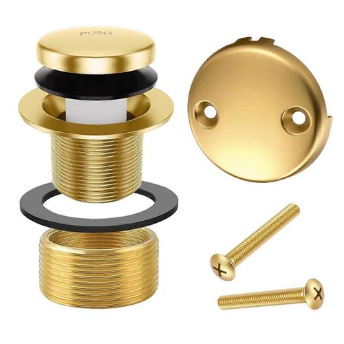 Kit De Trop-Plein De Vidange De Baignoire DOr - Remplacement De Drain De Baignoire Universel Avec Ensemble De Plaque Frontale De Trop-Plein  2 Trous, T